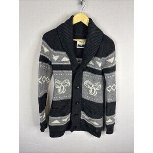 TNA Northwest Coast Lambswool Cardigan Small Cowichan Style Shawl Collar